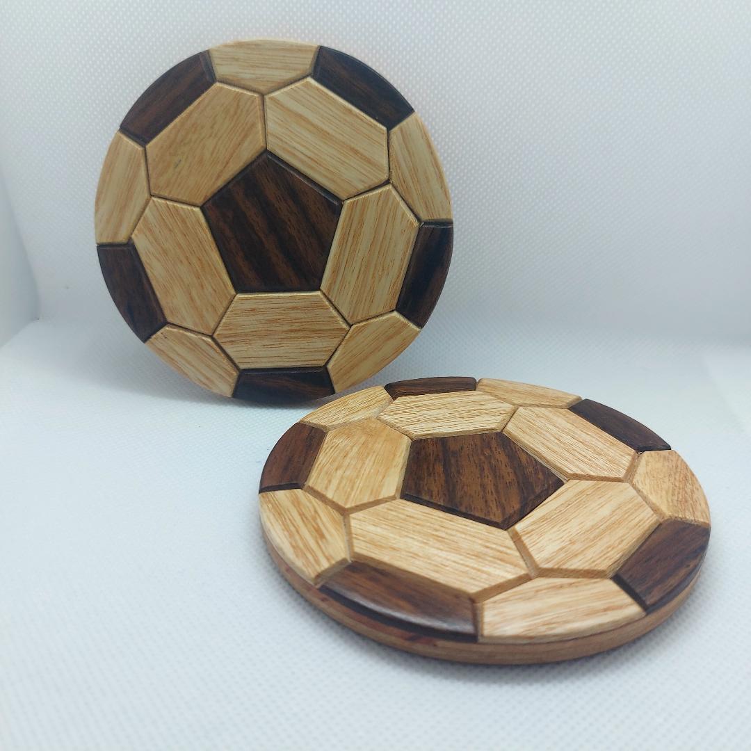 Wooden Football Coasters — Set of 2
