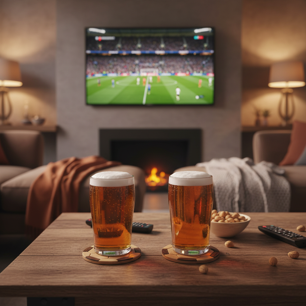 Wooden Football Coasters — Set of 2