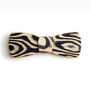 Batwing Hipster Wood Bow Tie - Snow Tiger