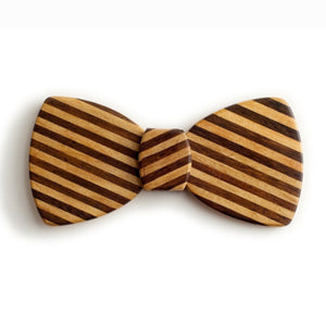Butterfly Wood Bow Tie - Pinstripe Slash