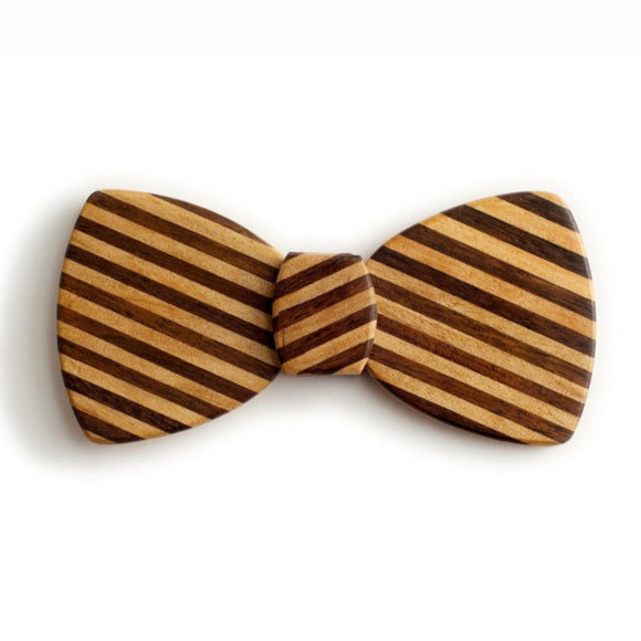 Butterfly Wood Bow Tie - Pinstripe Slash