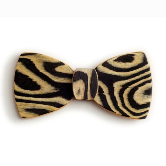 Butterfly Wood Bow Tie - Snow Tiger