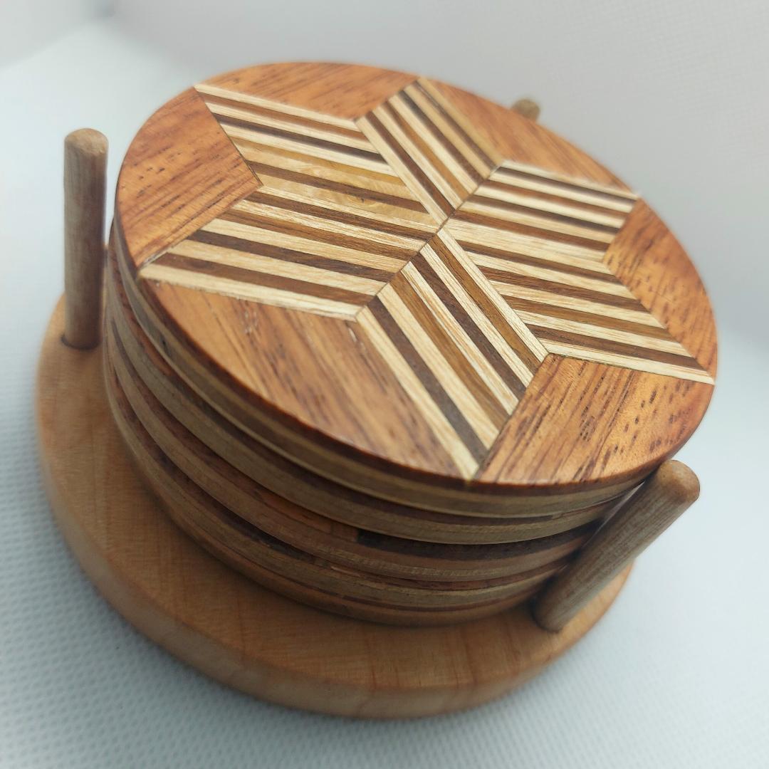 Wooden Star Coasters — Set of 6 with Stand or Individual