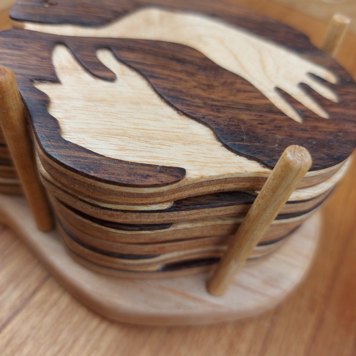 Wooden Cat Coasters — Pair or Set of 6