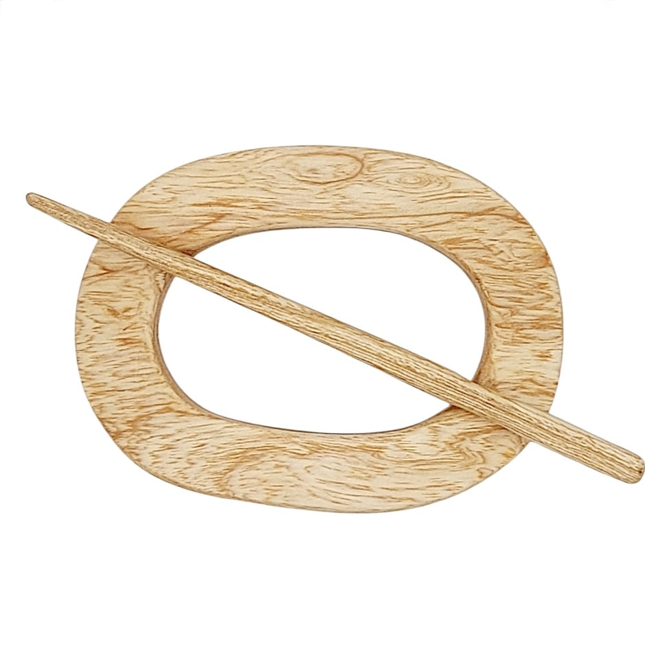 Handmade Wooden Oval Hair Barrette — Various Colours