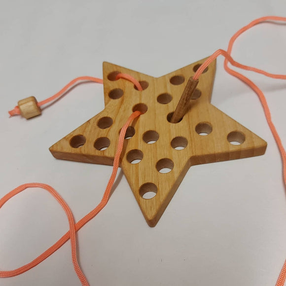 Wooden Star Threading Toy, Traditional Children's Wooden Toy