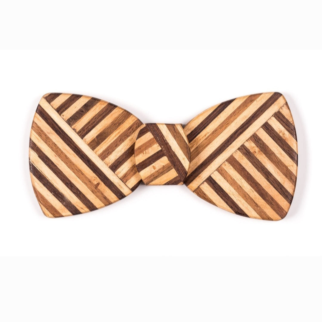 Butterfly Wooden Bow Tie - Multi Z Stripe thin