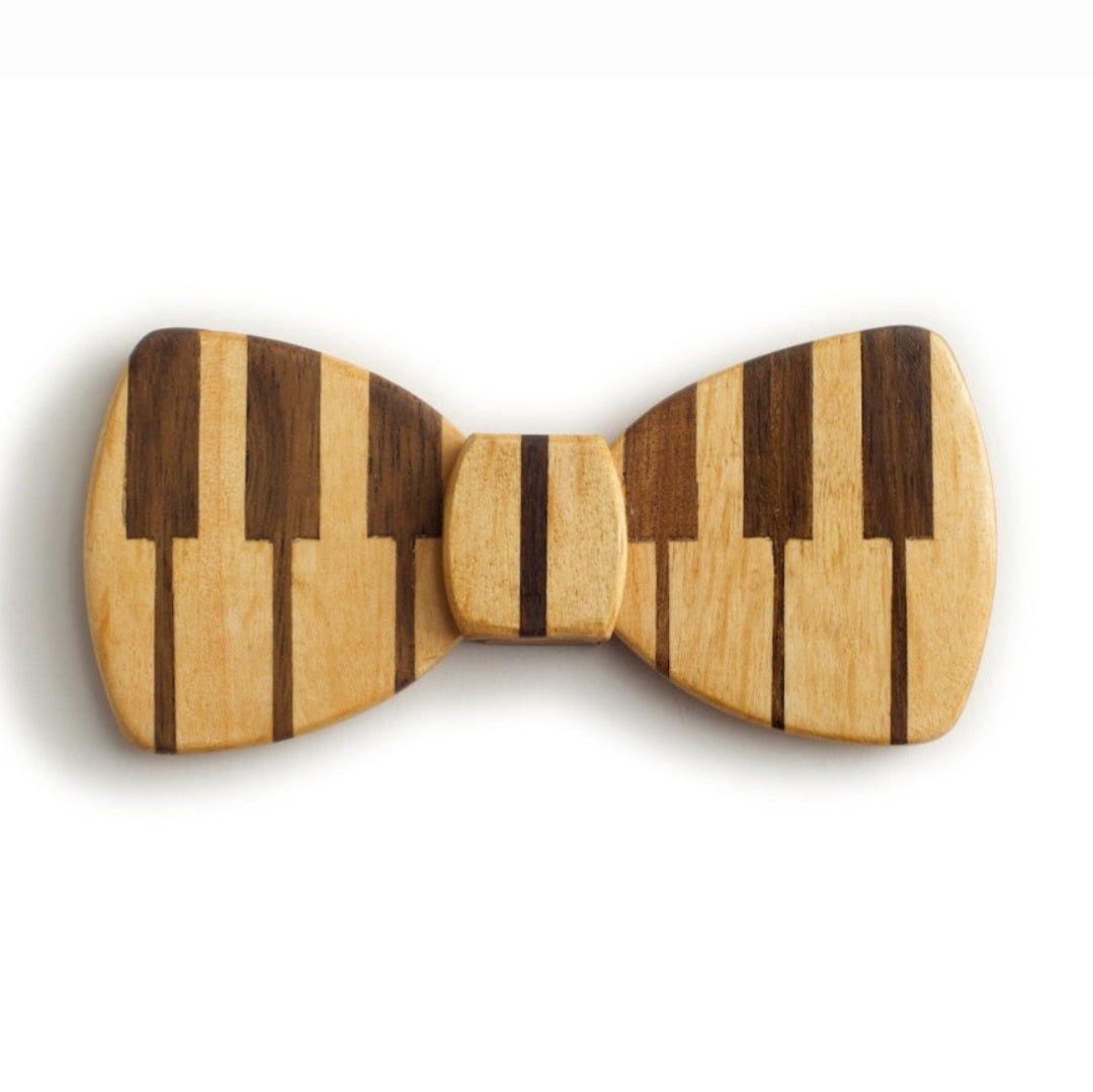 Butterfly Wooden Bow Tie - Piano bold