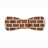 Batwing Hipster Wood Bow Tie - Brick Wall Dark