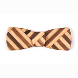Batwing Hipster Wood Bow Tie - Multi Z Stripe Thick