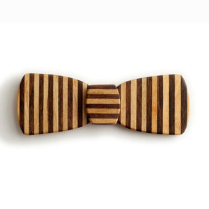 Batwing Hipster Wood Bow Tie - Pinstripe