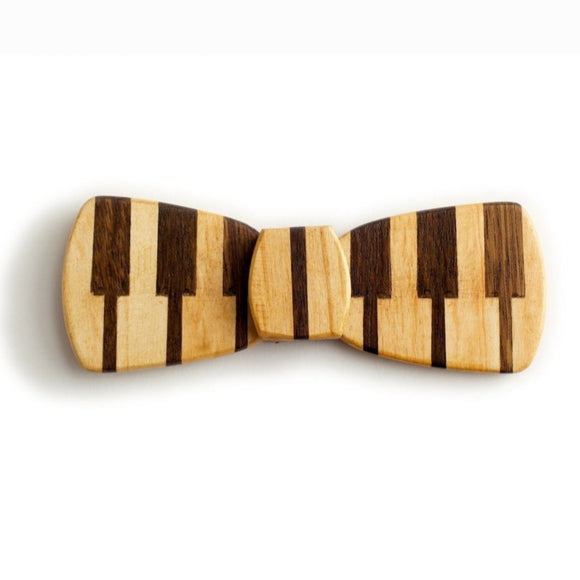 Batwing Hipster Wood Bow Tie - Piano bold
