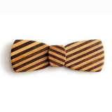 Batwing Hipster Wood Bow Tie - Pinstripe slash