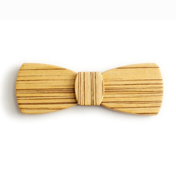 Batwing Hipster Wood Bow Tie - Zebrano light
