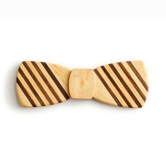Batwing Wood Bow Tie - 5 Stripe light