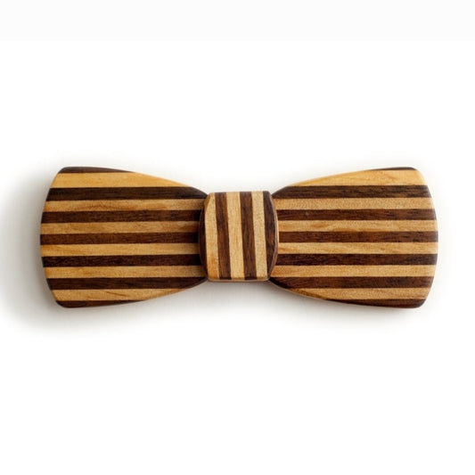 Batwing Wood Bow Tie - Pinstripe Horizontal