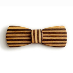 Batwing Wood Bow Tie - Pinstripe Horizontal