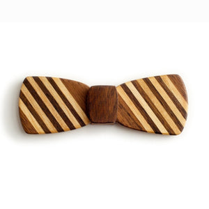 Batwing Wood Bow Tie – 5 Stripe Dark