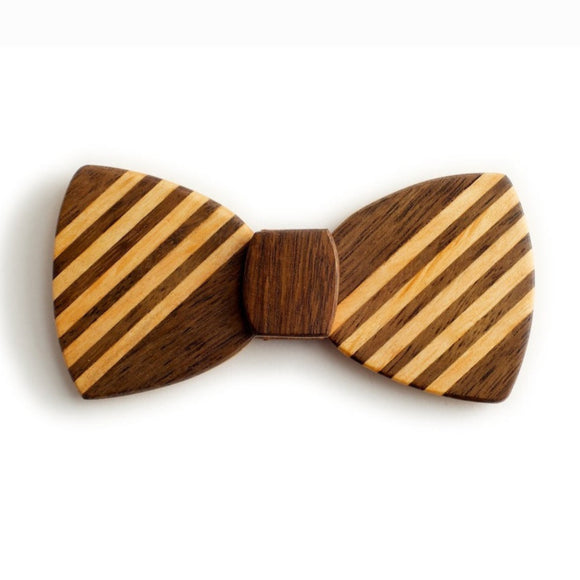 Butterfly Wood Bow Tie - 5 Stripe Dark dark