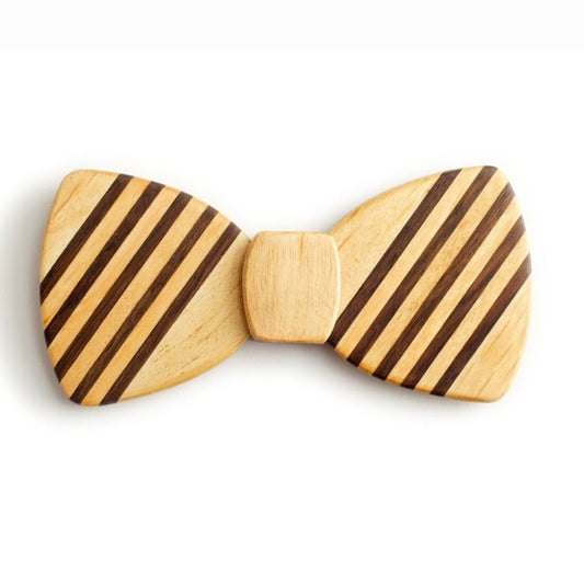 Butterfly Wood Bow Tie - 5 Stripe Light