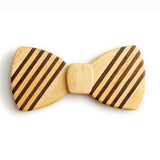 Butterfly Wood Bow Tie - 5 Stripe Light