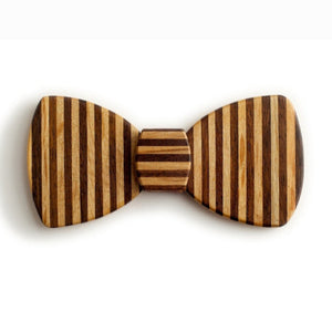 Butterfly Wood Bow Tie - Pinstripe