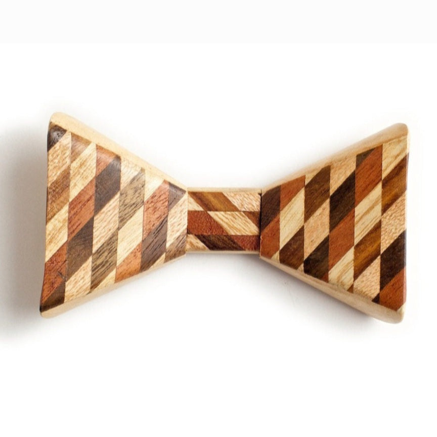 Flexible Multi Diamond Wooden Bow Tie