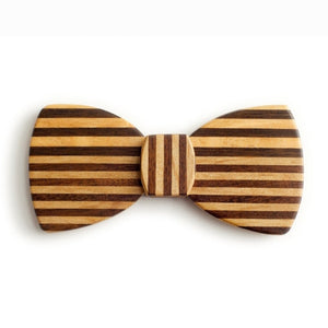 Butterfly Wood Bow Tie - Pinstripe Horizontal