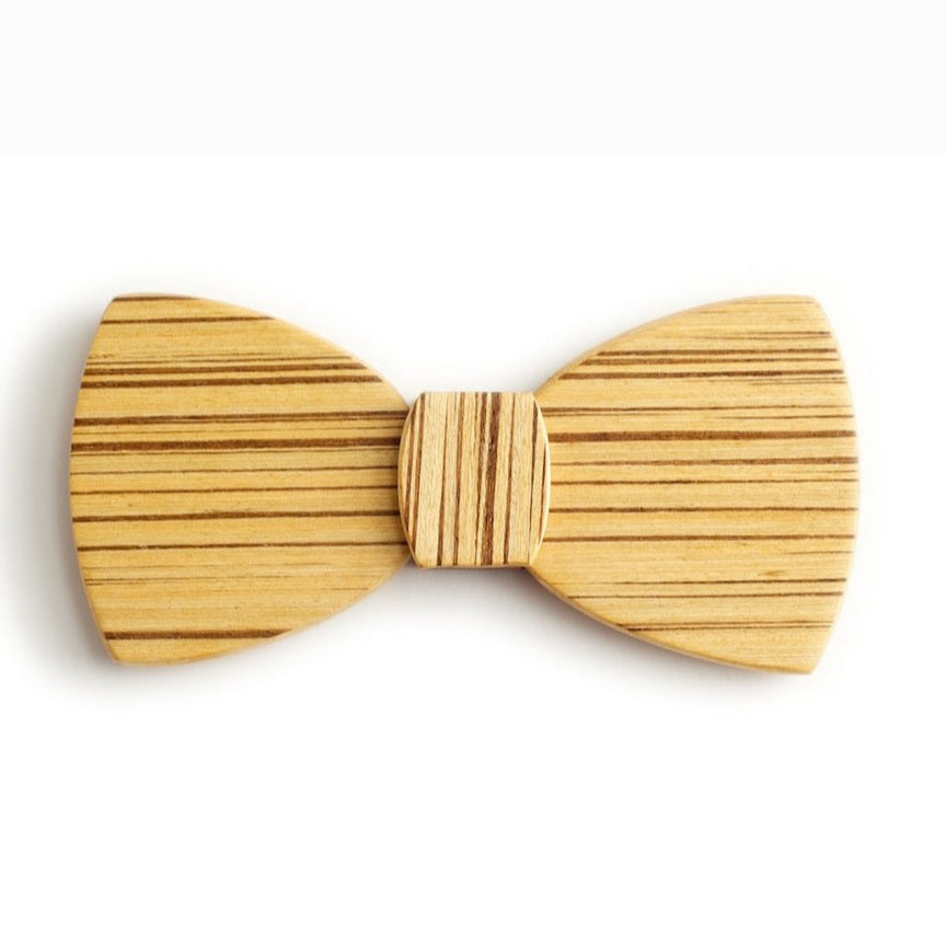 Butterfly Wood Bow Tie - Zebrano Light