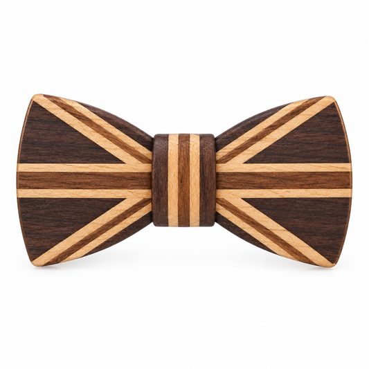 Butterfly Wood Bow Tie - Union Jack