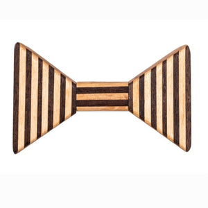 Flexible Pinstripe Wooden Bow Tie