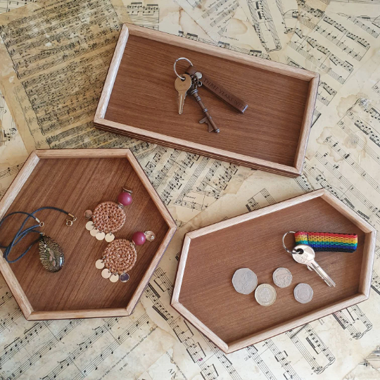 Handmade Reclaimed Wood Valet Tray — Rectangle, Hexagon or Long Hexagon