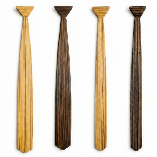 Four Zebrano tie variants aligned to the same length