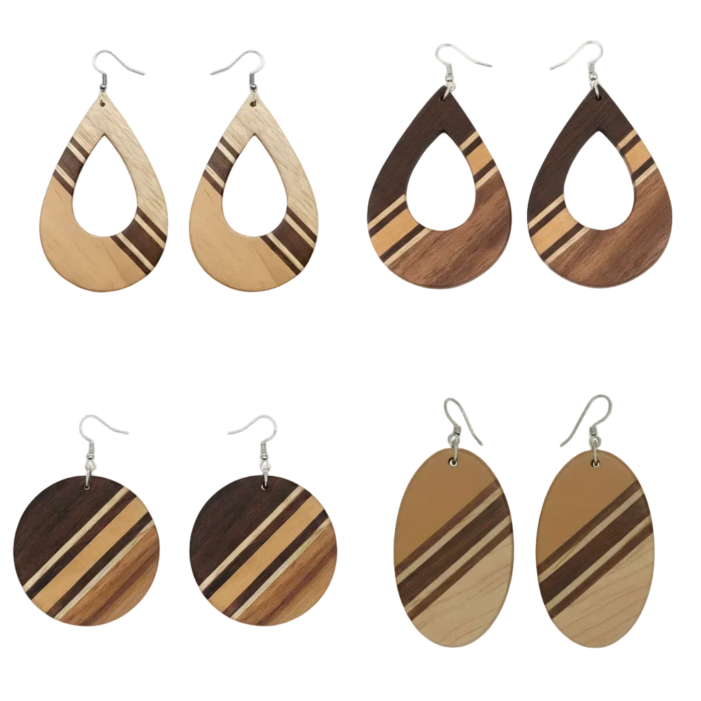 Striped Wooden Earrings