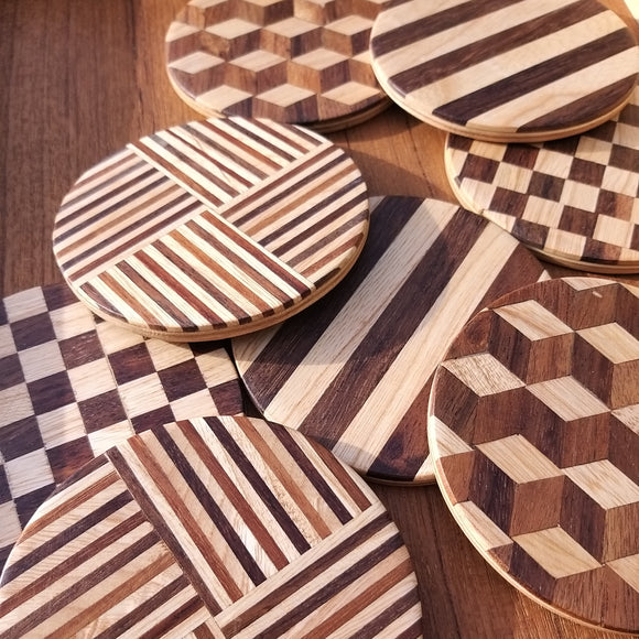 Wooden Drink Coasters - Set of 6 or individual to mix and match