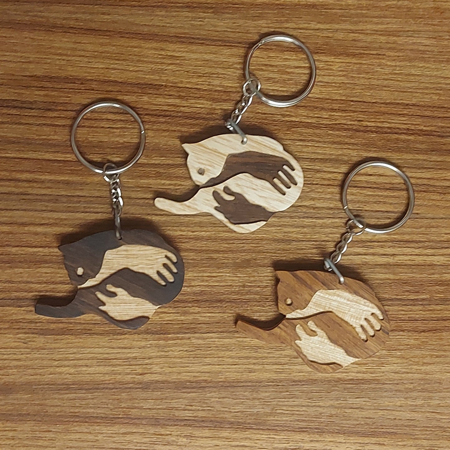 Wooden Cat Keyring