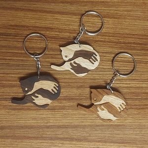 Wooden Cat Keyring