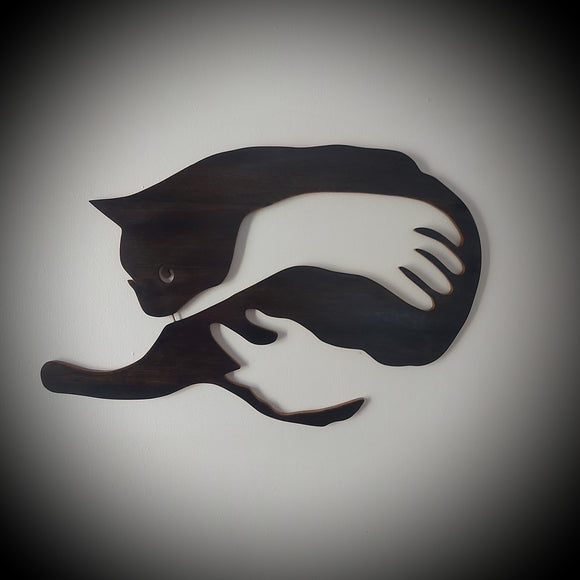 Wooden Cat Wall Art.