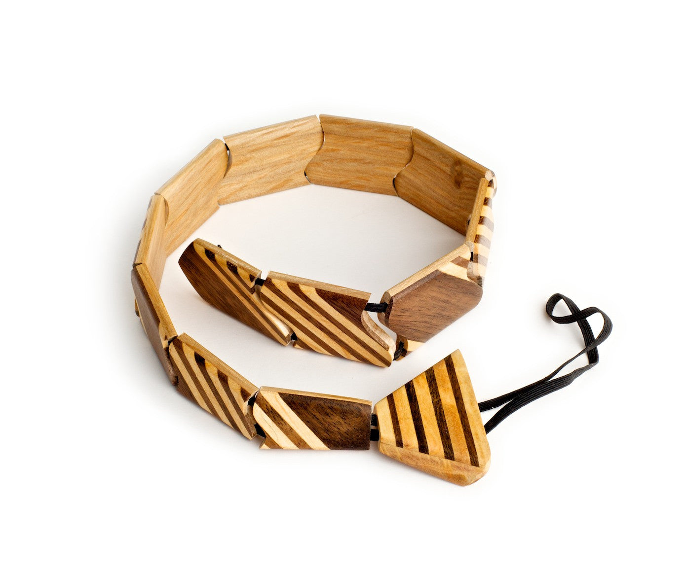 Skinny 5 Stripe Dark Wooden Tie