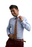 Skinny Tiger Skin Dark Wooden Tie