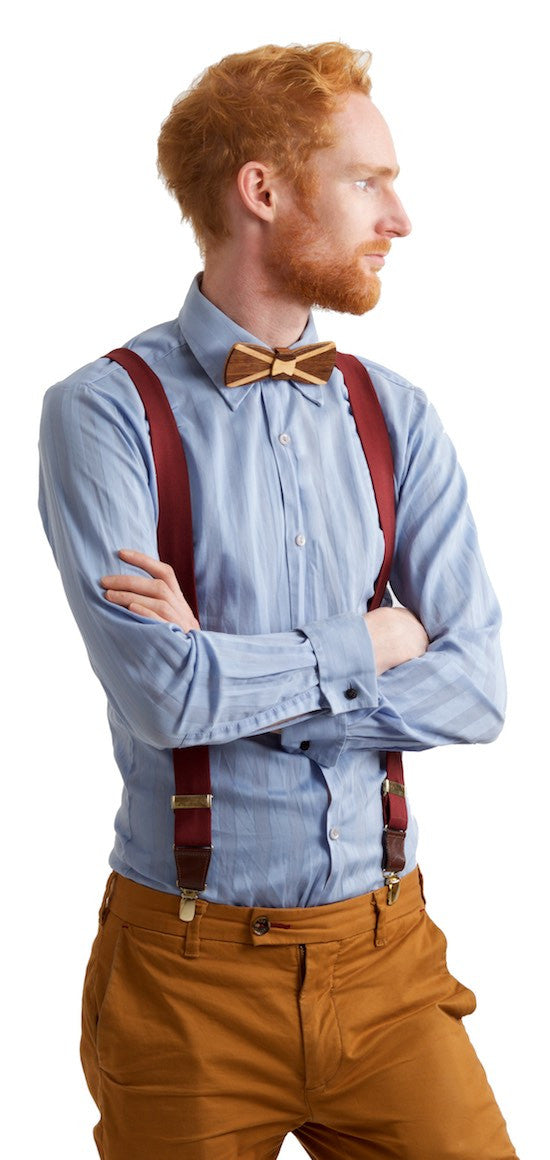 Batwing Wood Bow Tie - Scottish Flag 
