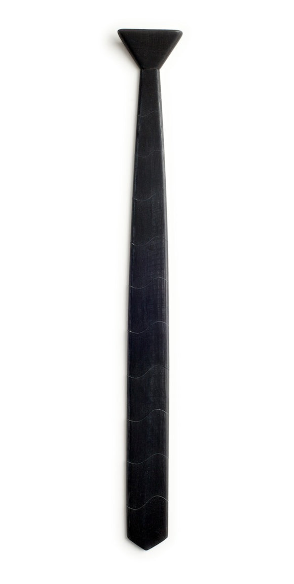 Skinny Black Wooden Tie