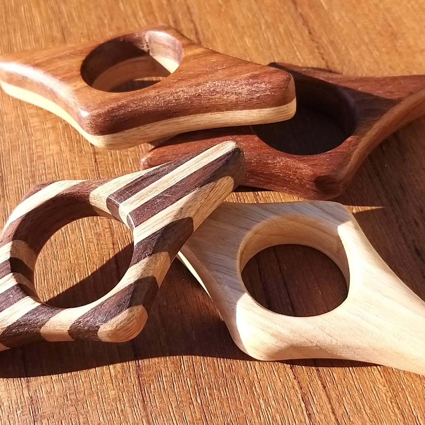 collage of handmade wooden book page holders