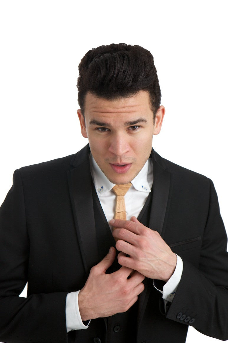 Skinny Tiger Skin Wooden Tie