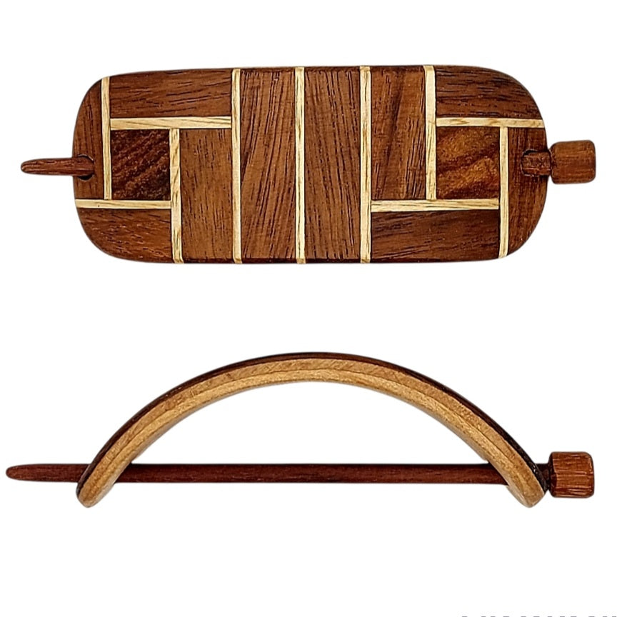Handmade Wooden Hair Barrette — 3D Escher & Art Deco