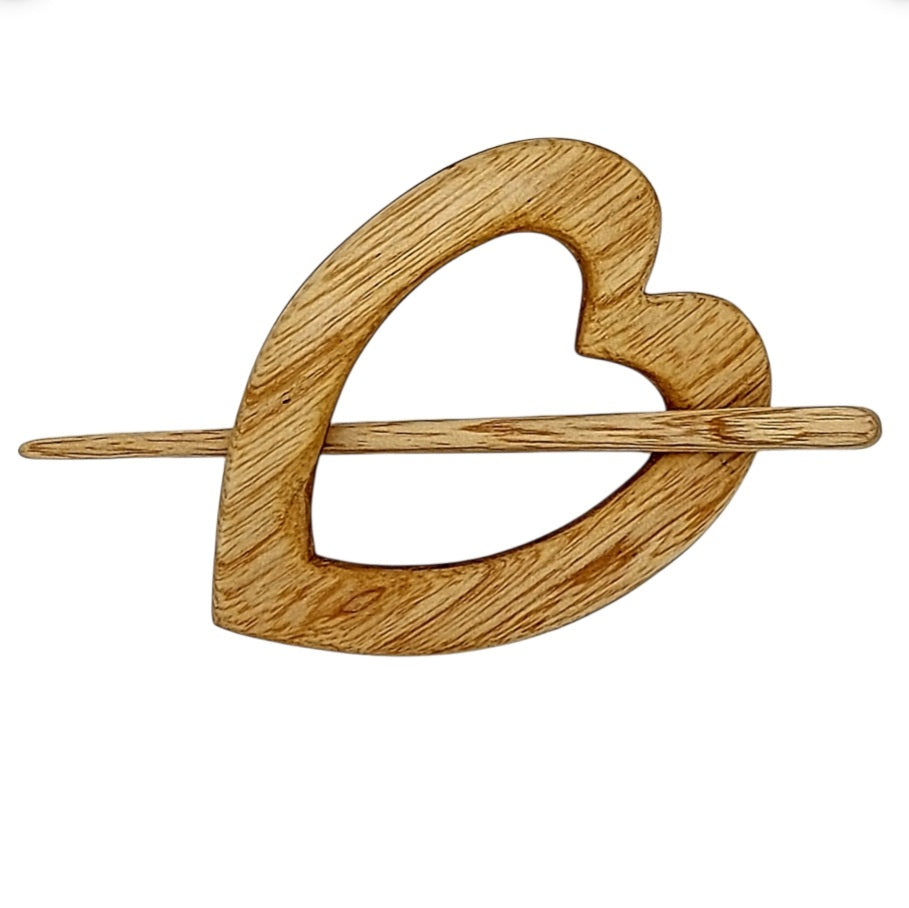 Handmade Wooden Heart Hair Barrette — Various Colours