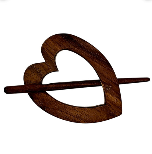 Handmade Wooden Heart Hair Barrette — Various Colours