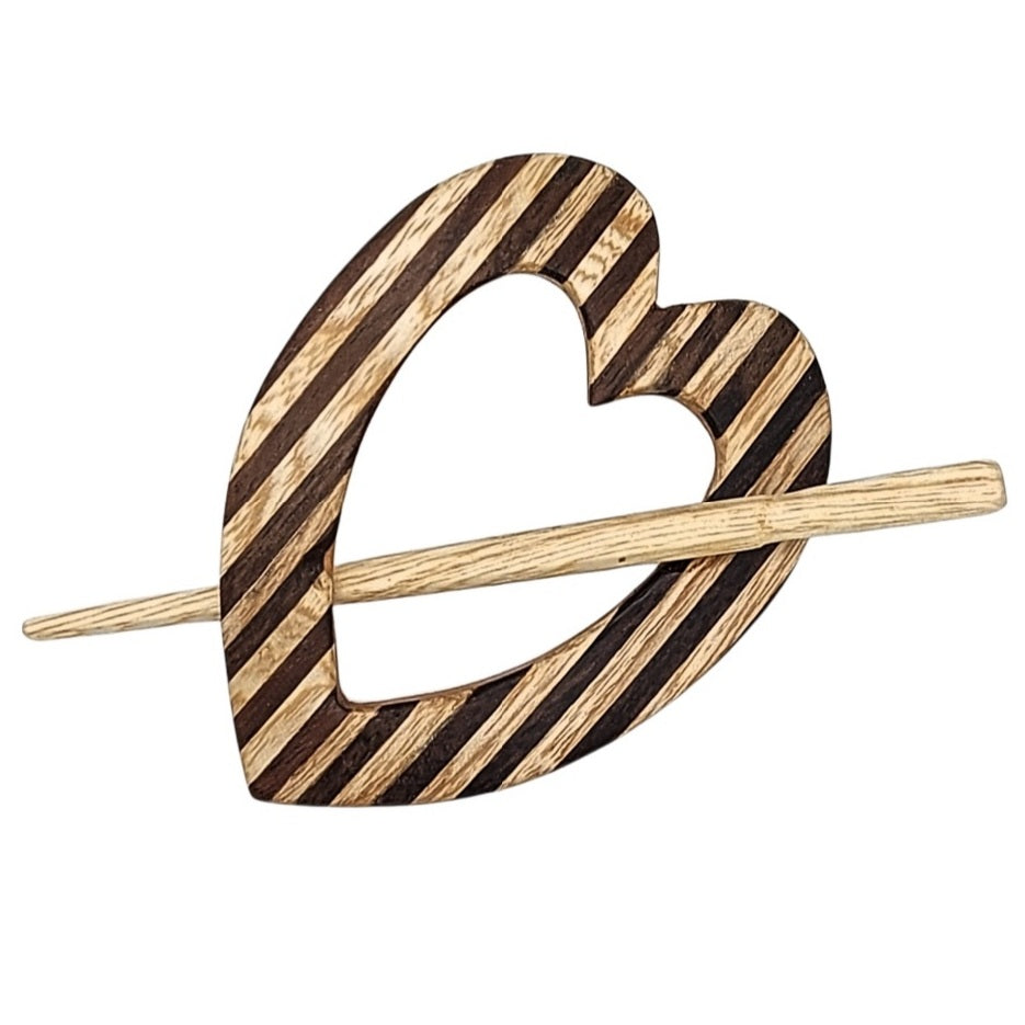 Handmade Wooden Heart Hair Barrette — Various Colours