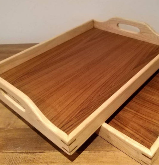 Wooden Rectangular Tray with Handles
