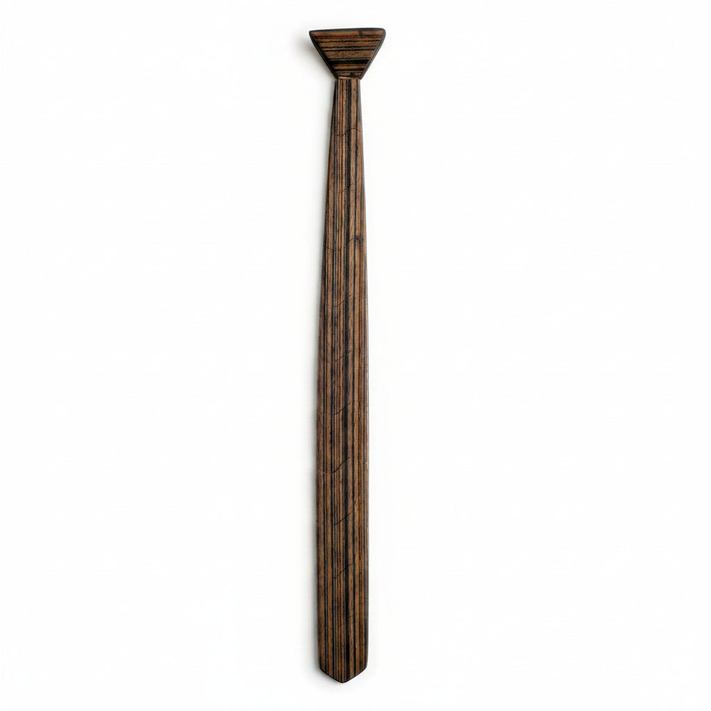 A dark wooden skinny tie 